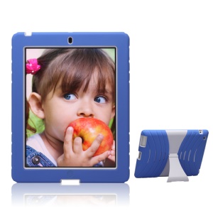 Snap-on Defender Case Cover with Stand for New iPad 2nd 3rd 4th Gen - White / Blue