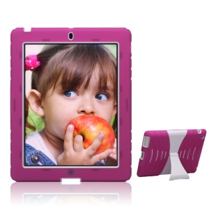 Snap-on Defender Case Cover with Stand for iPad 4th 3rd 2nd Gen - White / Rose