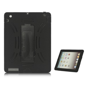 Snap-on Defender Case Cover with Stand for iPad 2 The New iPad - Black
