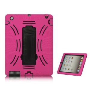 Snap-on Defender Case Cover with Stand for iPad 2 The New iPad - Black / Rose