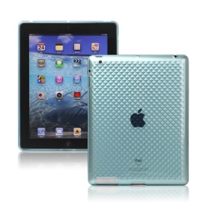 Stylish Diamond TPU Skin Cover Case for New iPad 2nd 3rd 4th Gen - Blue