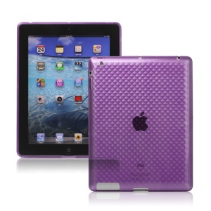 Stylish Diamond TPU Skin Cover Case for The New iPad 3rd Gen - Purple