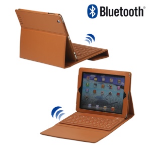 Premium New iPad 2 3 4 Bluetooth Keyboard Case Leather Cover - Brown