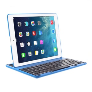 360 Degree Rotating Bluetooth Keyboard Cover Desk Holder for iPad 4 / 3 / 2 - Blue