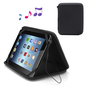 Strong Leather Case Bag with Built-in Speaker for iPad 1st 2nd 3rd 4th Gen - Black