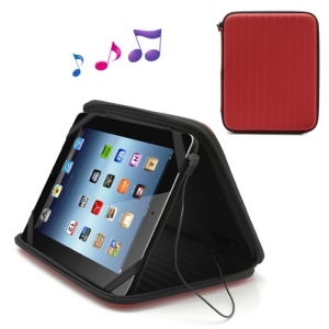 Strong Leather Case Bag with Built-in Speaker for iPad 1st 2nd 3rd 4th Gen - Red