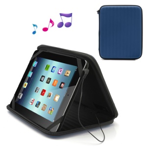 Strong Leather Case Bag with Built-in Speaker for iPad 1st 2nd 3rd 4th Gen - Blue
