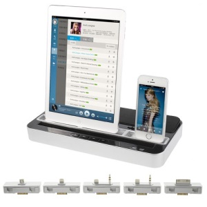 iPega Multiple Dock Charger Stand Amplifier Speaker for iPhone 5 / 4S / 4 iPad Mini / 4 / 3 Samsung Galaxy S III - Silver
