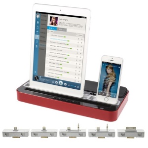 iPega Multiple Dock Charger Stand Amplifier Speaker for iPhone 5 / 4S / 4 iPad Mini / 4 / 3 Samsung Galaxy S III - Red