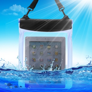 Underwater Tablet Waterproof Case Dry Bag for iPad 4 3 2 with Strap (Size: 265x 245mm) - Transparent Blue