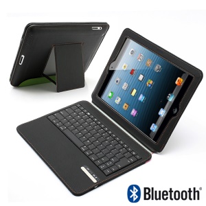 Ultra Thin Wireless Bluetooth Keyboard Stand Leather Portfolio Cover for iPad 4 / 3 / 2 - Black / Green
