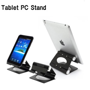 Solid Aluminum Folding Pivot Stand Holder for Apple iPad / Tablet PC / Cell Phone - Black