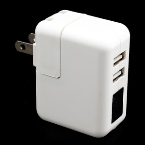 Universal 2.1A Dual USB Port Travel AC Wall Charger Adapter with LED Light - US Plug