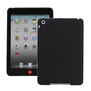 Soft Silicone Case Cover with Chocolate Home Button for iPad Mini - Black