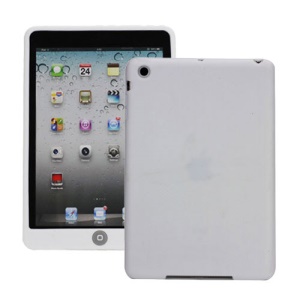 Soft Silicone Case Cover with Chocolate Home Button for iPad Mini - White