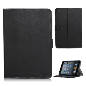 Melkco Lychee Grain Folio Stand Leather Wallet Case for iPad Mini - Black