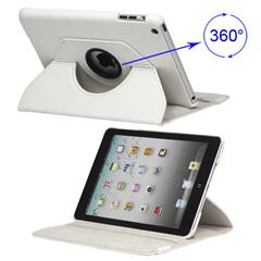 360 Degree Rotary iPad Mini Leather Case with Elastic Strap - White