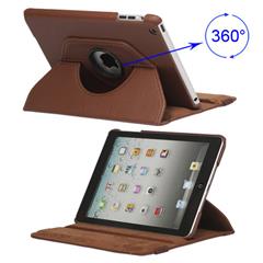 360 Degree Rotary Leather Case Cover for iPad Mini - Brown