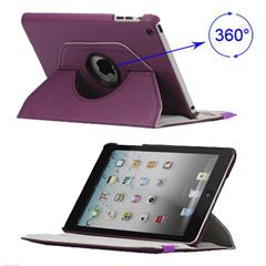 360 Degree Rotary Leather Case Cover for iPad Mini - Purple