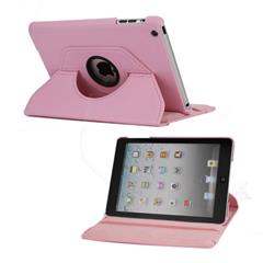 360 Degree Rotary Leather Case Cover for iPad Mini - Pink