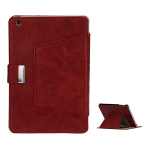 Geometric Pattern Stand Leather Flip Case Accessories for iPad Mini - Red