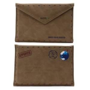 SAMDI Retro Envelope Postcard Leather Pouch Case for iPad Mini / Samsung Galaxy Tab P6200 P3100 etc , Size:21cm x 13.8cm