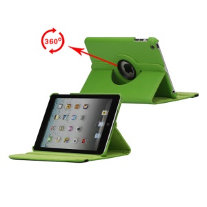 360 Degree Rotating PU Leather Case Cover Stand for iPad Mini - Green
