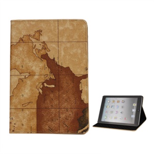 World Map PU Leather Case Cover with Stand for iPad Mini - Brown