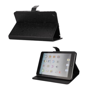 Cute Cartoon Graffiti Leather Stand Case for iPad Mini - Black