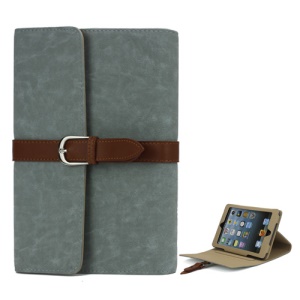 Highly Recommanded Belt Buckle Wake Sleep Function Stand Leather Cover for iPad Mini - Light Green