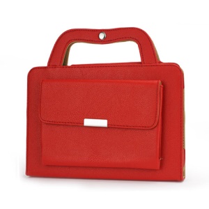 Novel STEREO Handbag Style Smart Leather Stand Cover for iPad Mini - Red