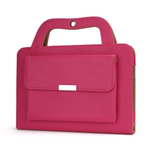Novel STEREO Handbag Style Smart Leather Stand Cover for iPad Mini - Rose