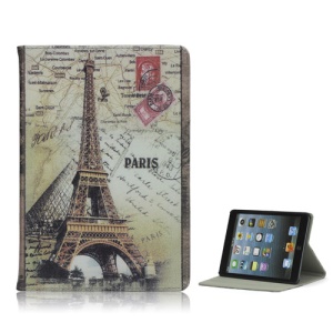 Europe Paris Eiffel Tower Print Retro Leather Back Cover Case Stand for iPad Mini