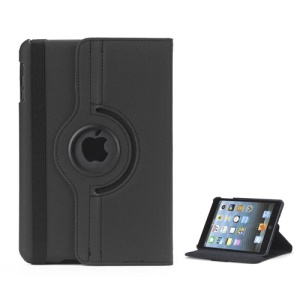 360 Degree Rotating Stand Fabric Folio Case for iPad Mini - Black