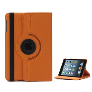 360 Degree Rotating Stand Fabric Folio Case for iPad Mini - Orange