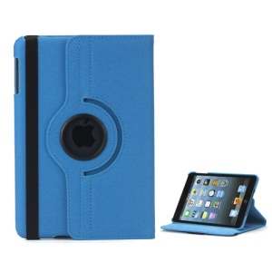 360 Degree Rotating Stand Fabric Folio Case for iPad Mini - Baby Blue