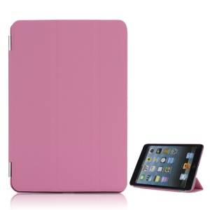 Tri-Fold PU Leather Cover With Stand Detachable Companion Case for iPad Mini - Pink