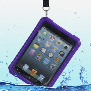 iPega Superb Protective Hard Waterproof Case for iPad Mini + Neck Strap - Purple
