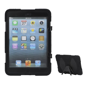 New Griffin Survivor Military Duty Silicone & PC Hard Case for iPad Mini with Stand & Screen Protector - Black