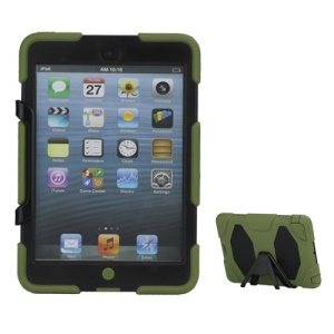 New Griffin Survivor Military Duty Silicone & PC Hard Case for iPad Mini with Stand & Screen Protector - Black / Army Green