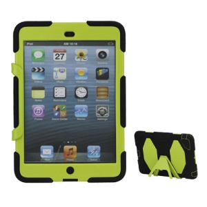 New Griffin Survivor Military Duty Silicone & PC Hard Case for iPad Mini with Stand & Screen Protector - Black / Yellowgreen