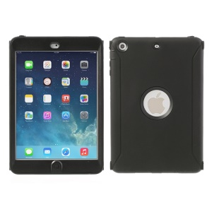 Hybrid Silicone and Hard Plastic Case Cover for iPad Mini with Screen Protector - Black