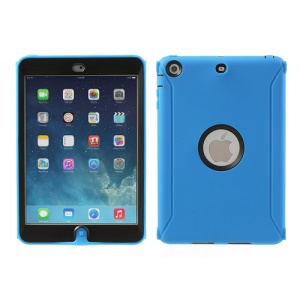 Hybrid Silicone and Hard Plastic Case Cover for iPad Mini with Screen Protector - Blue