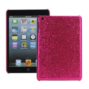 Shining Glitter Bling Powder Mesh Coated Hard Case Skin Cover for iPad Mini - Red