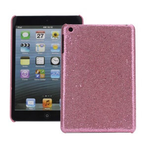 Shining Glitter Bling Powder Mesh Coated Hard Case Skin Cover for iPad Mini - Pink