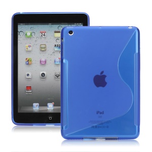 Streamline S Shaped TPU Gel Case Shell for iPad Mini - Blue