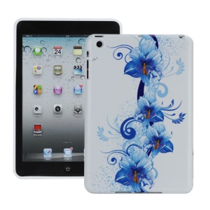 Artistic Blue Flowers Flexible TPU Gel Cover for iPad Mini