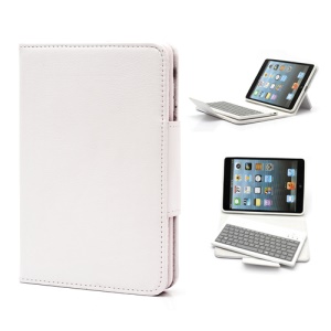 Detachable Leather Bluetooth Keyboard Case for iPad Mini - White