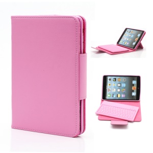Detachable Leather Bluetooth Keyboard Case for iPad Mini - Pink
