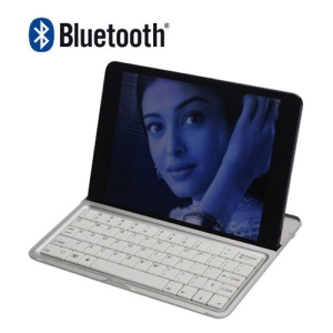 Aluminum Bluetooth V3.0 Wireless Keyboard Keypad for iPad Mini - White / Silver